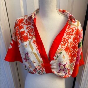 Lulumari Red and White Patterned Blouse